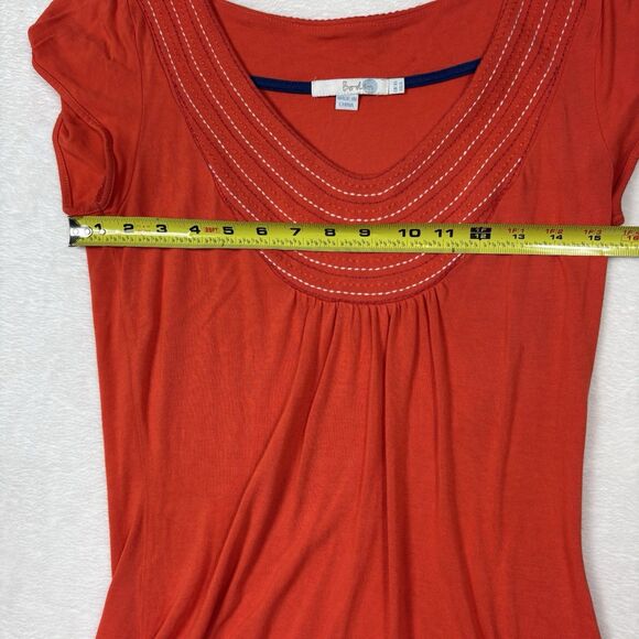BODEN Women’s Y2K Orange Embroidered Tee Shirt Top US 6 Scoop Neck 90s Fitted - Picture 10 of 10